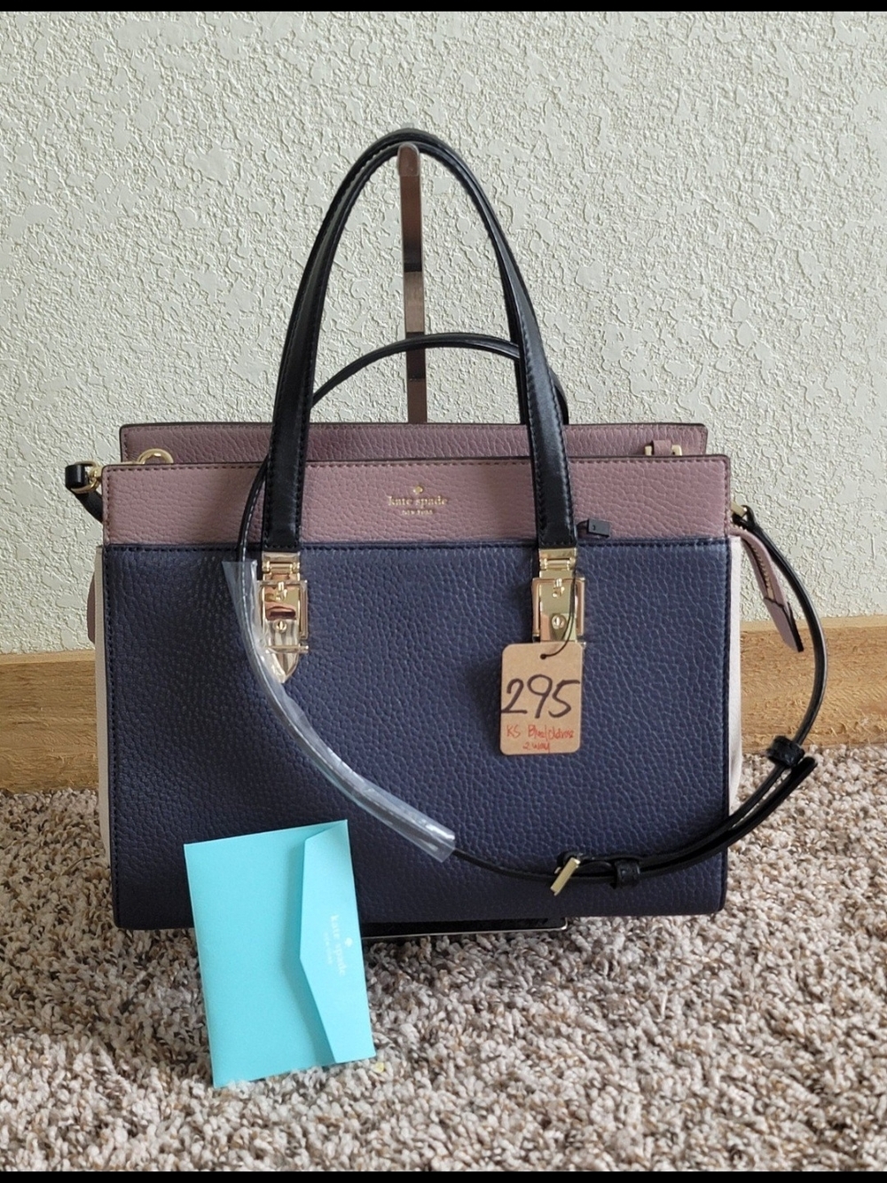 Kate Spade  Leather Satchel - Navy & Mauve